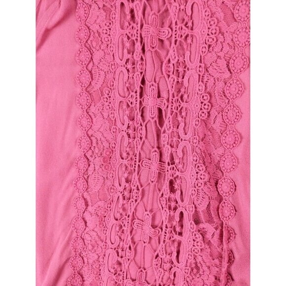 MAURICES Sleeveless Top Womens SZ XL Crochet Trim Raspberry Lagen Coquette Fairy - Picture 7 of 9
